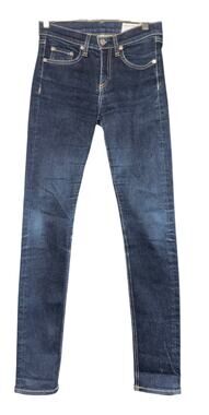 Rag & Bone High Rise Skinny Jeans Women's 25 Indigo Dark Wash Distressed Preppy